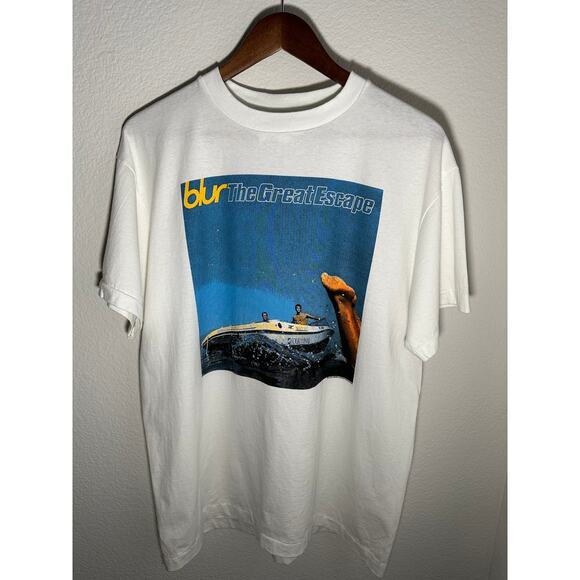 Blur "The Great Escape" Vintage Reprint Single Stitch T-shirt Tultex Tag - Picture 1 of 6